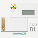 200 enveloppes DL 110x220 mm
